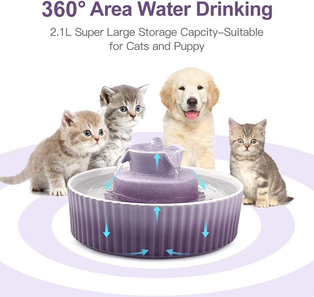 Cat Water Fountain: Cepheus Pet Drinking Fountain-2.1L/71oz Cat Fountain-Auto...