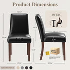 Dining Chairs Set of 6, Modern Dining Room Chairs with Wooden Legs, Faux Leather Upholstered Kitchen Farmhouse Parsons Chairs for Restaurant & Cafe- Black