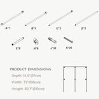 Industrial Pipe Clothing Rack, Heavy Duty Wall Mounted Clothes Rack, Retail Display Hanging Garment Rod for Laundry Rooms, Closet Storage, 14.6x75x82.7 Inches, Model K06