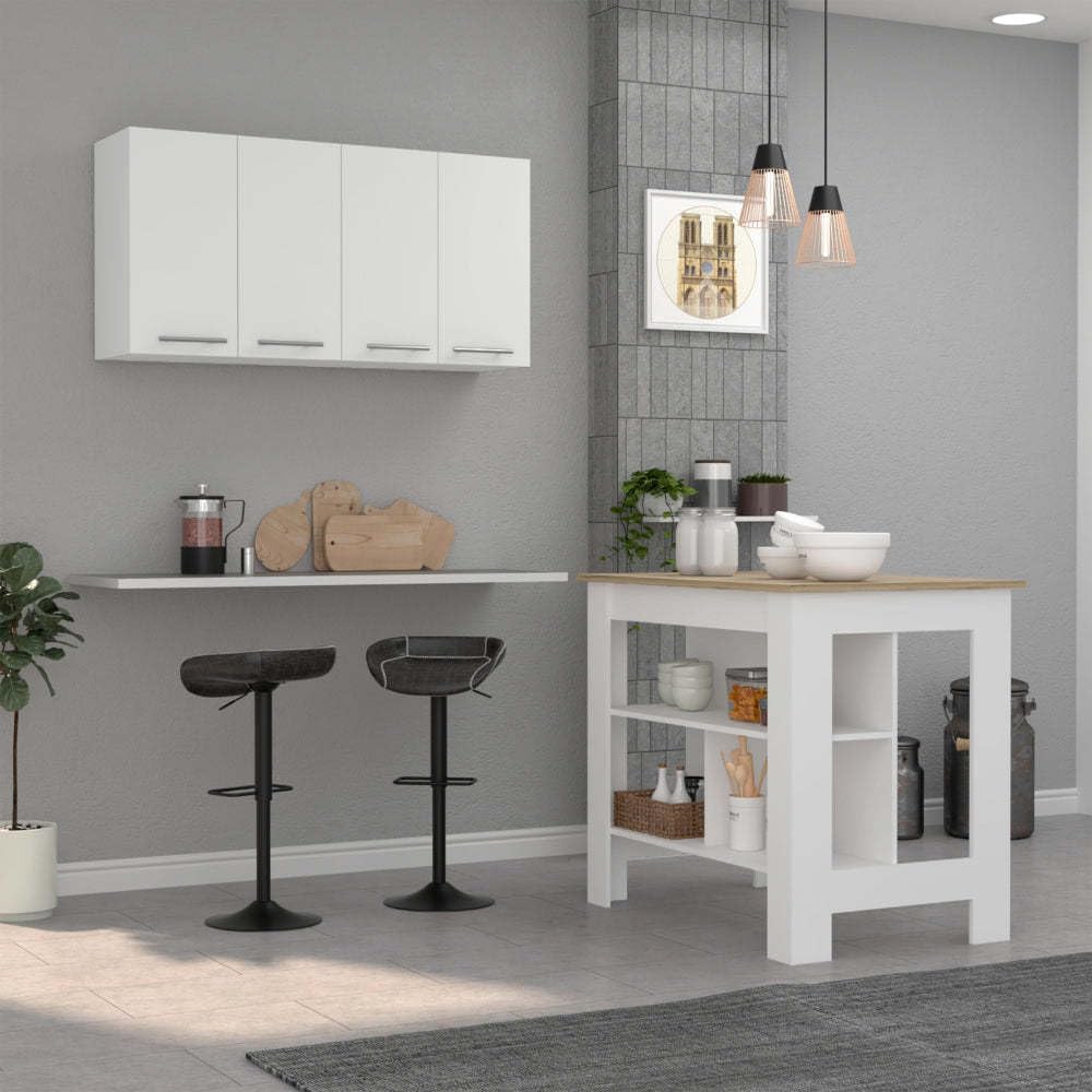 5-Shelf 4-Door Kitchen Set with Island and Wall Cabinet | Includes 5 shelves ...