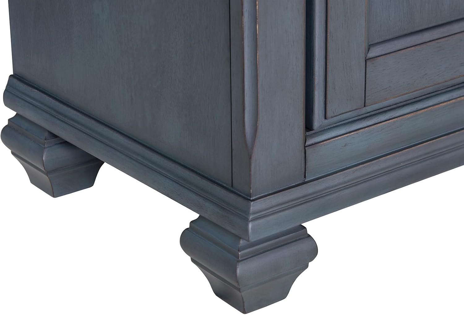 84" High Kitchen Sideboard, Wooden Storage Cabinet, No Assembly Required, with 4 Shelves and 2 Panel Doors, Corduroy Blue Finish, for Kitchen, Dining Room, Living Room, Blue