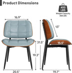 Dining Chairs Set of 2, Mid Century Modern Dining Room Chair with Thick Cushion, Upholstered Faux Leather Kitchen Chairs with Walnut Bentwood Back for Kitchen Dining Room, Blue