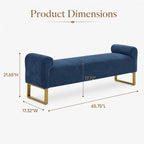 65.75" Storage Ottoman Bench, End of Bed Bench for Bedroom | Hidden Storage, Gold Metal Legs, Chenille Upholstered Seat And Modern Design For Living Room, Entryway Or Window Seating