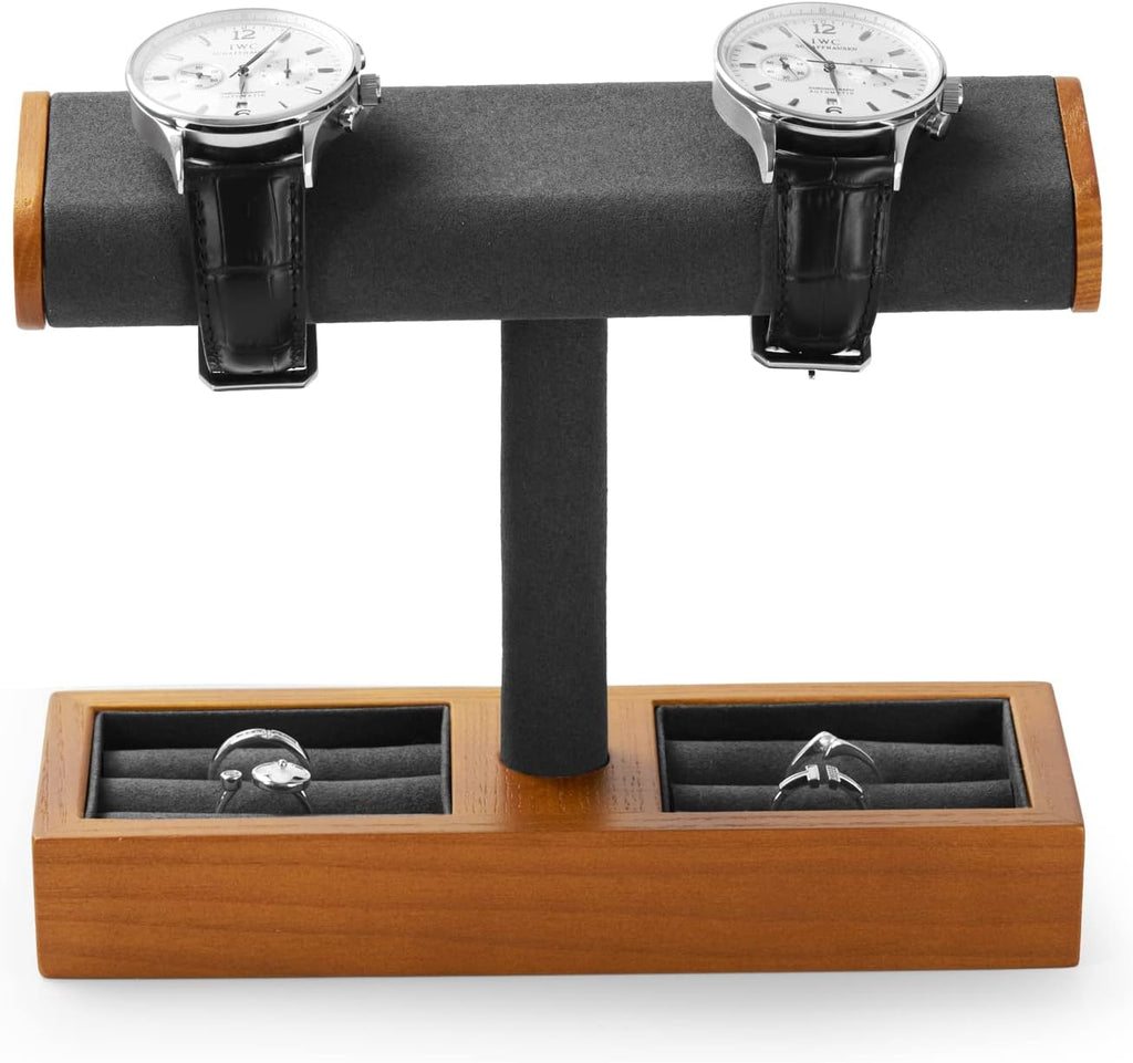 Oirlv Solid Wood Watch Display Stand T-bar Watch Stand for Men and Women Jewelry Accessory Organizer for Store and Home(SM19202)