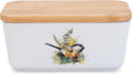 Nat & Jules Dean Crouser Ceramic Stoneware 1/2 Pound, 2 Sticks Butter Dish Airtight Bamboo Lid, Kitchen Accessory, Container Holder, Refrigerator Storage, Countertop Organization, Watercolor Chickadee
