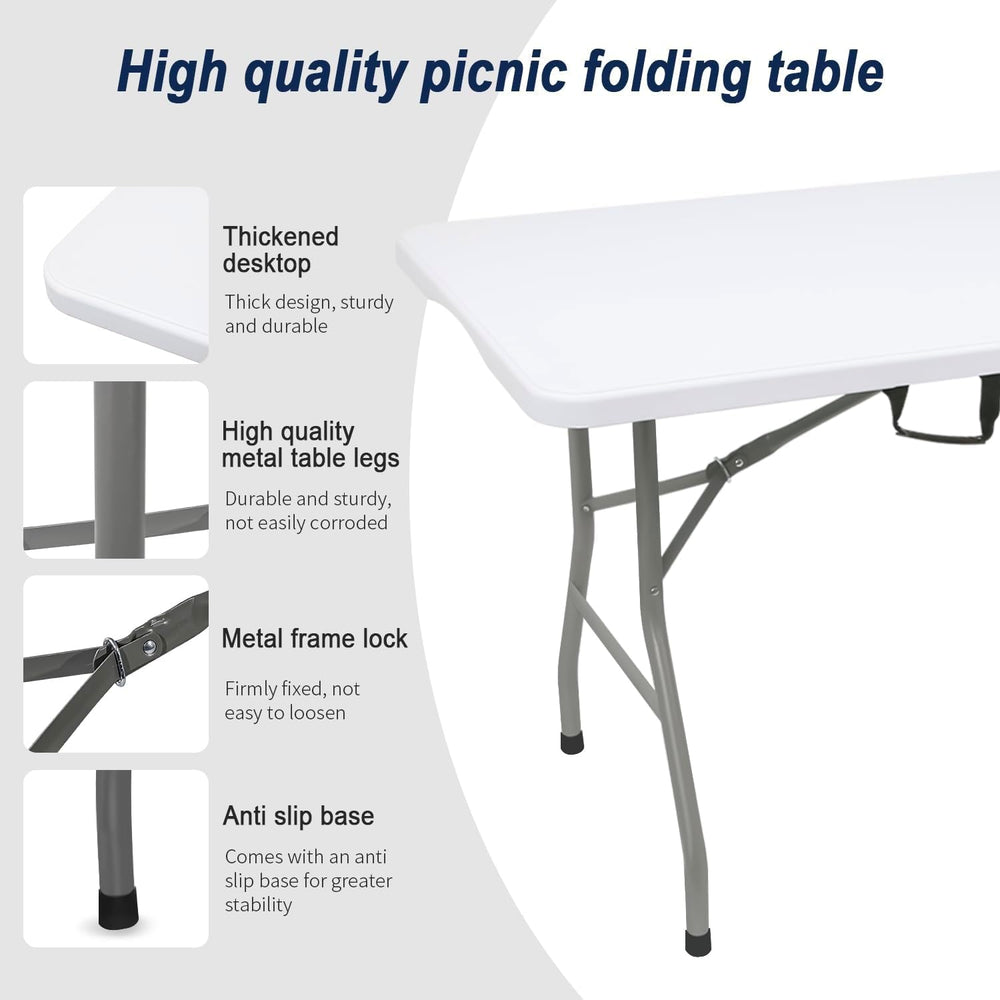 2 PCS 70.8" W X 29" D X 29" H - 6 ft White Folding Table White...