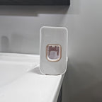 2 Slot Toothbrush Holder and Toothpaste Dispenser Wall Mounted, Automatic Toothpaste Squeezer, 2 in 1 Tooth Brush Toothpaste Organizer for Shower (Light Grey)