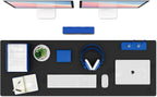 K KNODEL Large Office Leather Desk Mat, Mouse and Keyboard Pad, Computer and Laptop Mat, Desktop Protector and Cover, Writing Pad and Blotter (47.2"x17", Black)