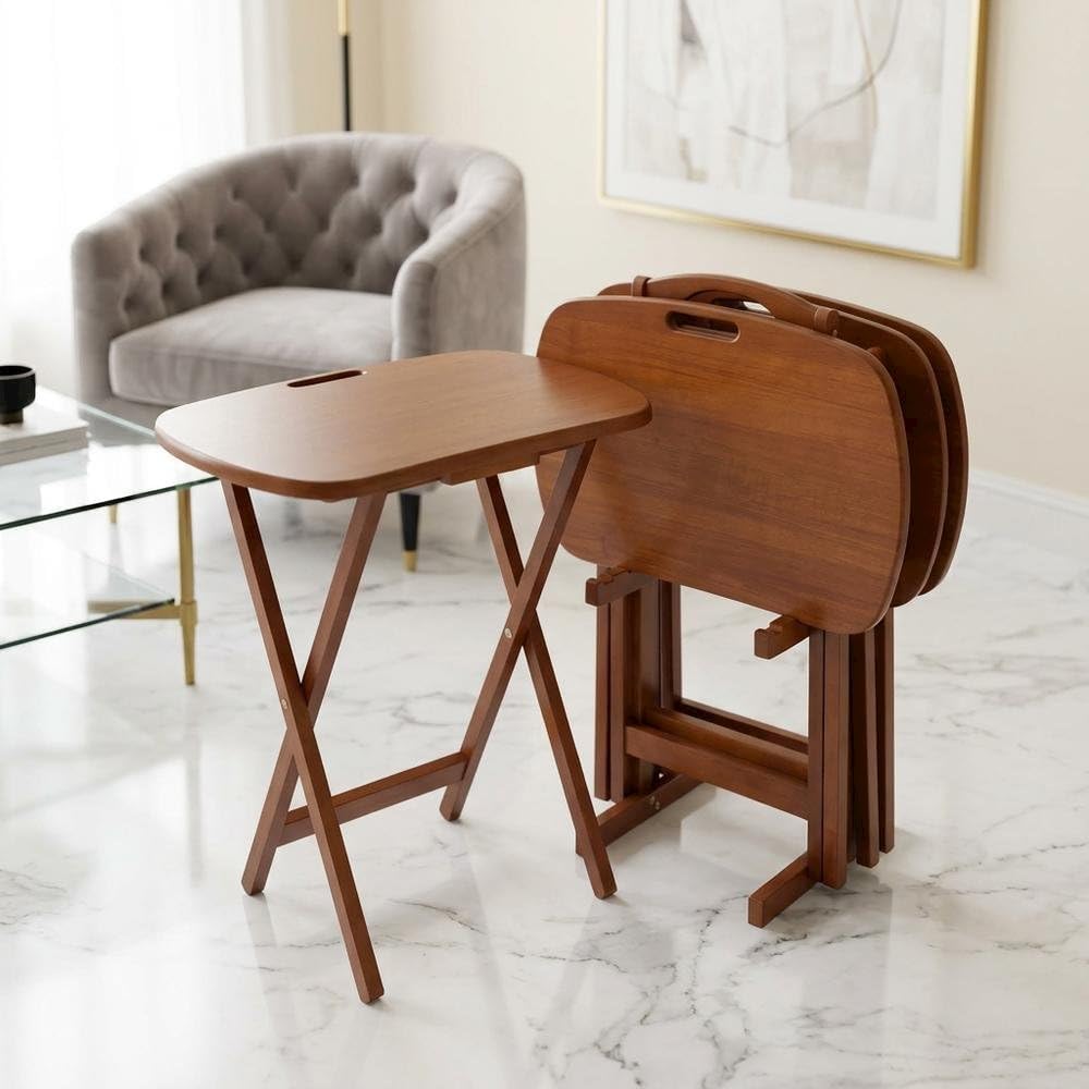 Furnifact Brown Snack Table Set, Modern Design, Versatile for Home, Living Ro...