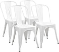 Furmax Metal Dining Chair Indoor Outdoor Use Stackable Classic Trattoria Chair Chic Dining Bistro Cafe Side Metal Chairs Set of 4 (Ivory White)