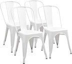 Furmax Metal Dining Chair Indoor Outdoor Use Stackable Classic Trattoria Chair Chic Dining Bistro Cafe Side Metal Chairs Set of 4 (Ivory White)