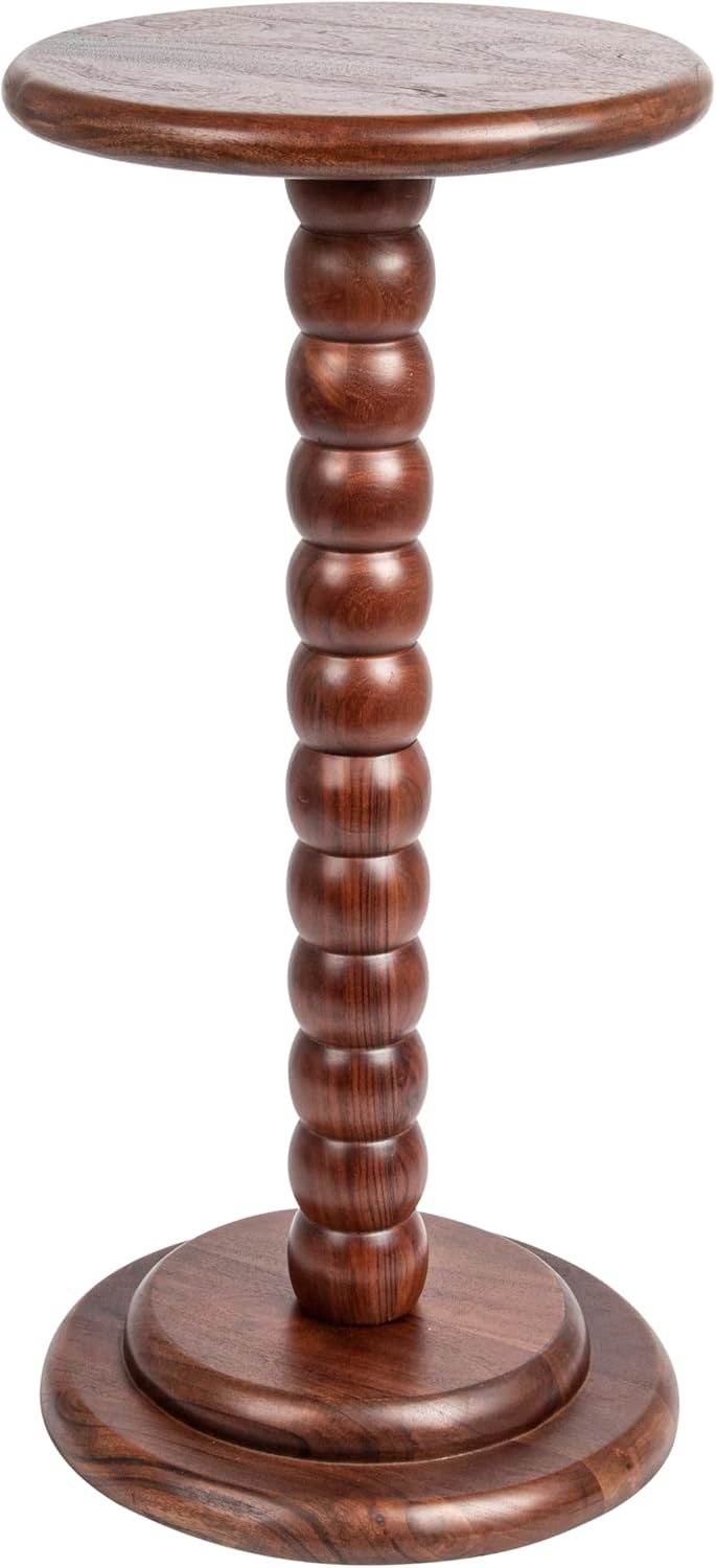 Creative Co-Op Stacked Pedestal Cocktail Side Table, Dark Chestnut