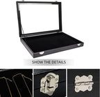 Wudygirl Jewelry Organizer Velvet Jewelry Tray Showcase Display Case Storage Necklace Bracelet Ring Earring Organizer Box Stackable Clear Lid Lock(Multi Jewelry Box)