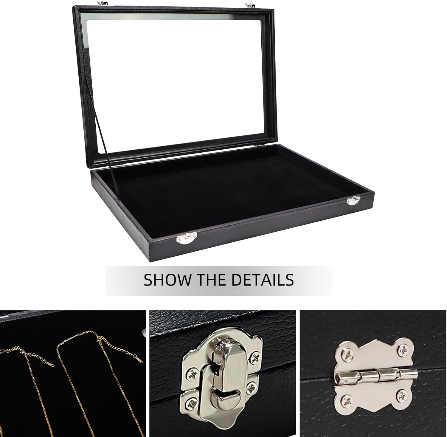 Wudygirl Jewelry Organizer Velvet Jewelry Tray Showcase Display Case Storage Necklace Bracelet Ring Earring Organizer Box Stackable Clear Lid Lock(Multi Jewelry Box)