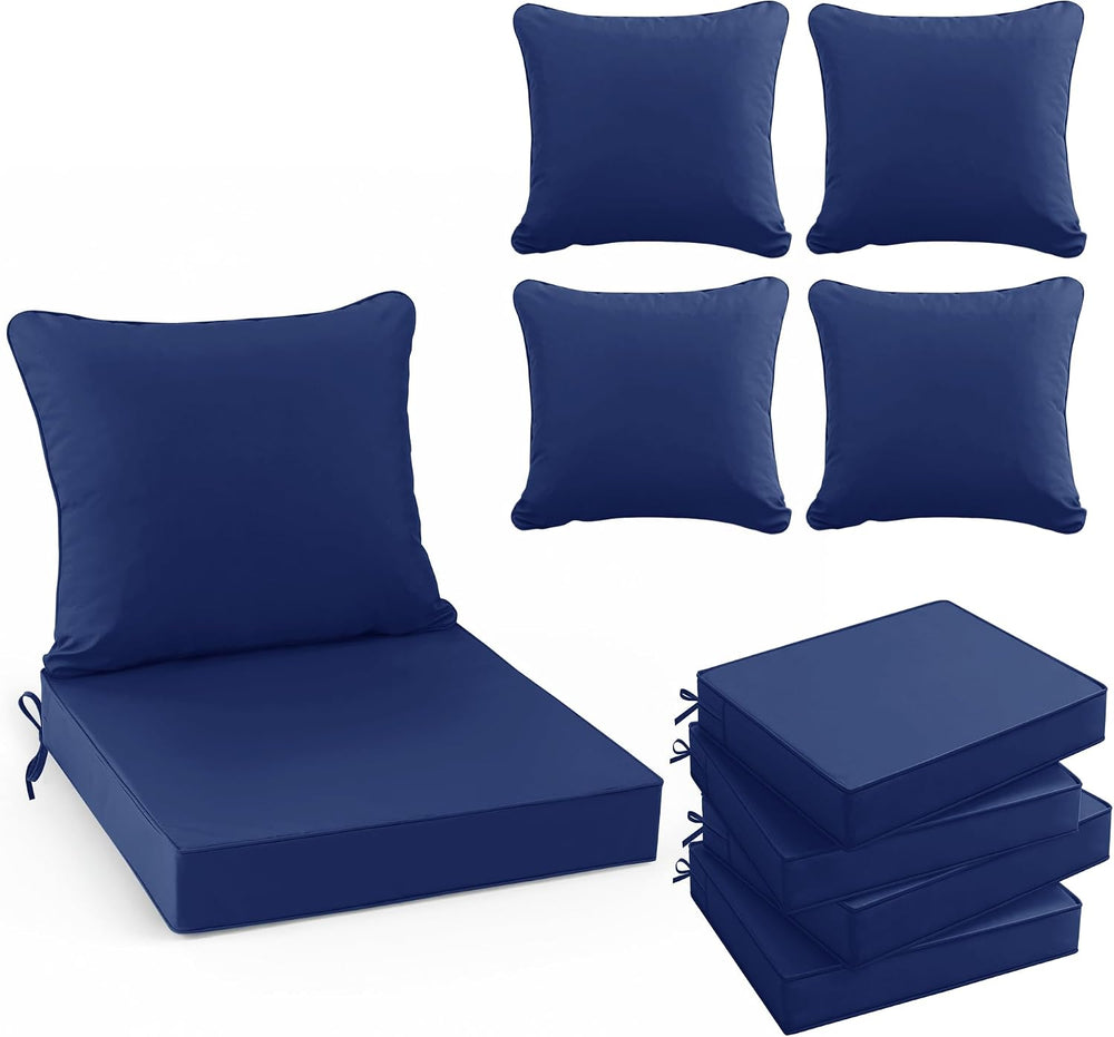 Summsun Patio Cushions for Outdoor Furniture, 22 x 22 in, Navy, Set of 4