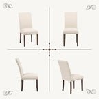Furniliving Upholstered Dining Chairs Set of 4 - Line Fabric Modern Farmhouse Kitchen Chairs, High-Back Dining Room Chairs with Wooden Legs for Kitchen Dining Room Living Room.Beige