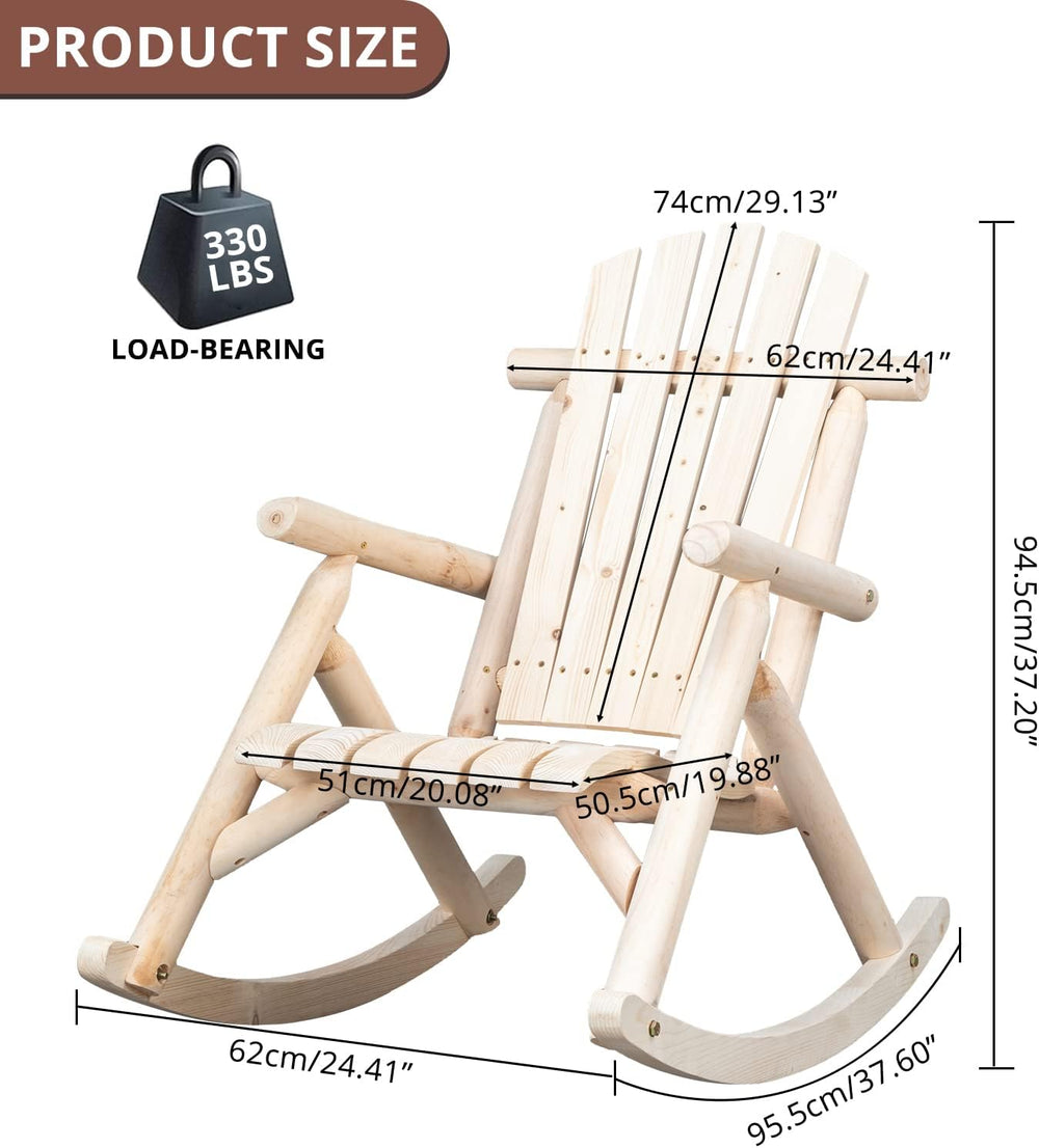Outvita Wooden Rocking Chair Set of 2 for Garden Patio(Natural Finish) | Fir ...