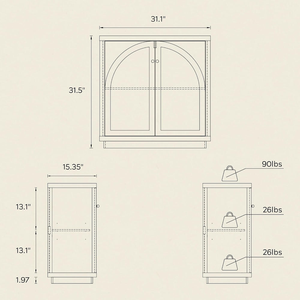 Modern Storage Cabinet, Arched Cabinet with Adjustable Shelves, Sideboard Buf...