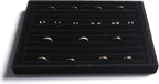 Frebeauty Stackable Velvet Jewelry Organizer Trays for Drawers Inserts Jewelry Storage Tray Display Case Stud Earrings Bracelets Necklace Rings Accessories Trays for Women Girl(Set of 4)(Black).