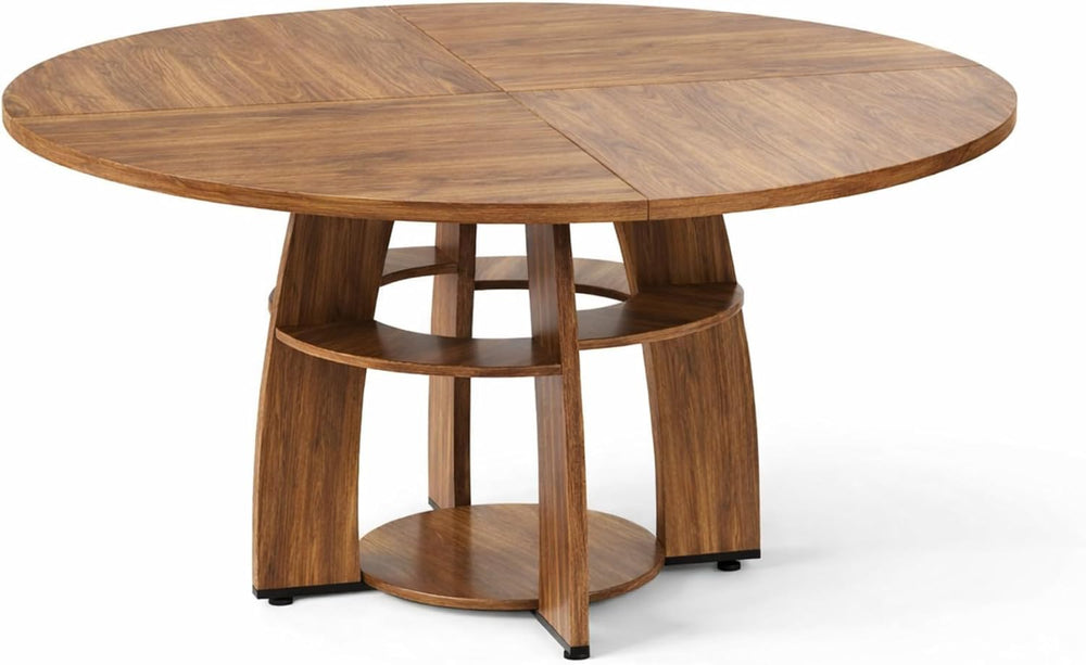 Jojoka 47 Inch Round Dining Table for 4-6 People, Wooden Kitchen Table with S...
