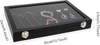 Wudygirl Jewelry Organizer Velvet Jewelry Tray Showcase Display Case Storage Necklace Bracelet Ring Earring Organizer Box Stackable Clear Lid Lock(Multi Jewelry Box)