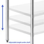 GRIDMANN NSF Stainless Steel Work & Prep Table 30 x 24 Inches with Caster Wheels and Under Shelf for Restaurant, Home, Hotel
