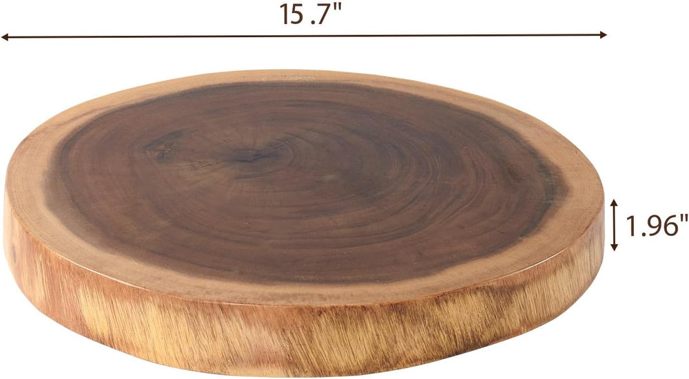 Natural Solid Wood Slab Side Table Top 15.7"x15.7"x1.96" Round...