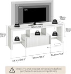 TV Stand with Power Outlet, Modern TV Cabinet for 55 60 inch TVs, Media TV Console with LED Light Strip, Media Entertainment Center with Storage, for Living Room, Bedroom, White MDS02UDWB
