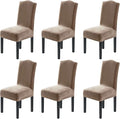 H.VERSAILTEX Velvet Dining Chair Covers Stretch Chair Covers for Dining Room Set of 6 Parson Chair Slipcovers Chair Protectors Covers Dining, Soft Thick Solid Velvet Fabric Washable, Taupe