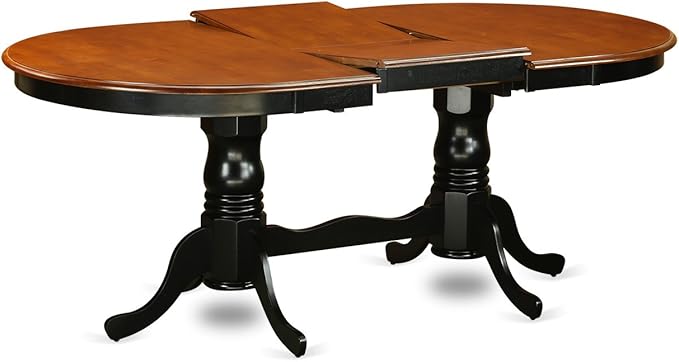 East West Furniture PLPF7-BCH-C 7 Piece Dining Table Set Consist of an Oval Dinner Table with Butterfly Leaf and 6 Linen Fabric Dining Room Chairs, 42x78 Inch, Black & Cherry