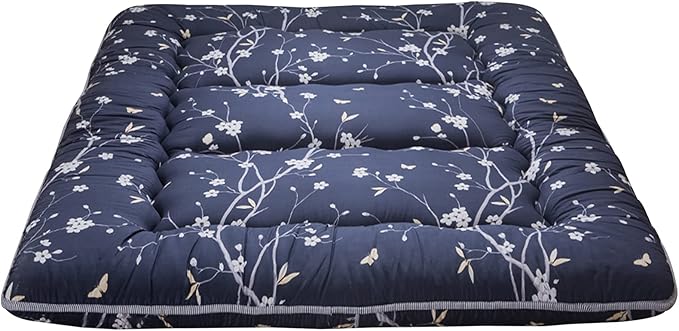 MAXYOYO Japanese Floor Mattress Futon Mattress, 4" Thicken Tatami Mat Sleeping Pad Foldable Roll Up Mat Boys Girls Dormitory Pad Kids Floor Lounger Pillow Bed, Charcoal Grey, Queen Size