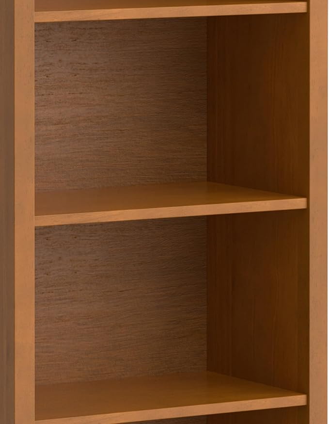 SIMPLIHOME Warm Shaker Bookcase - 72 inch Tall 5-Shelf Solid Wood Bookshelf in Light Golden Brown, Transitional Storage for Living Room, Study Room or Office with Adjustable Shelves and Tapered Legs