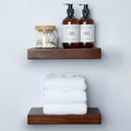 Homeforia Walnut 12 inch Floating Shelf, High End Solid Real Wood Small 12inch Floating Shelves for Wall Mounted, Dark Brown 12in Floating Shelves, Heavy Duty Bracket, 12 X 6.5 X 1.75 inches, Set of 2