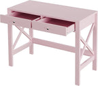 ChooChoo Computer Desk for Home Office, 39 Inches Writing Table with Drawers, Makeup Vanity Console Table, Pink