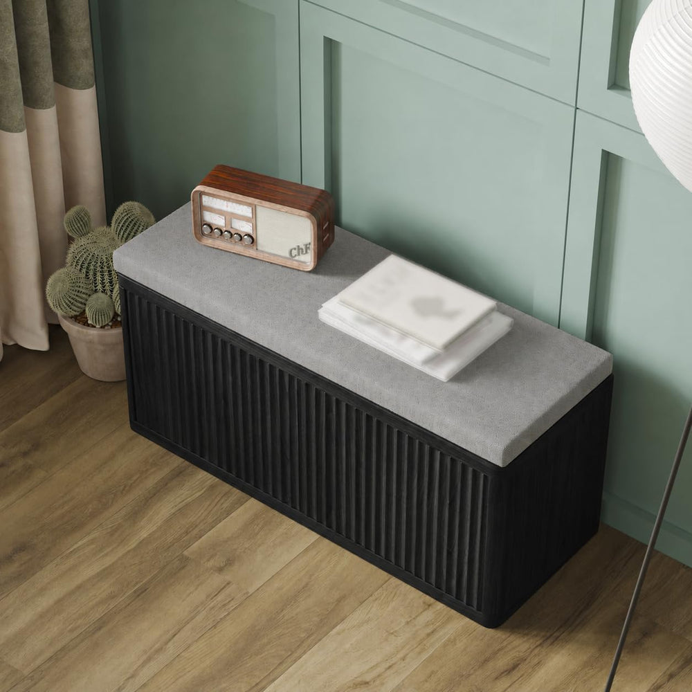 Entryway Shoe Storage Bench with 2" Cushion, 37.4" Small Bench with...