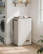 SOLEDI Clothes Hamper with Lid - 100L XL - Large Laundry Basket with Removable Bag, Collapsible Laundry Baskets, Convenient Storage - Hampers for Laundry for Bedroom, Bathroom, Closet, Dorm, Off-White