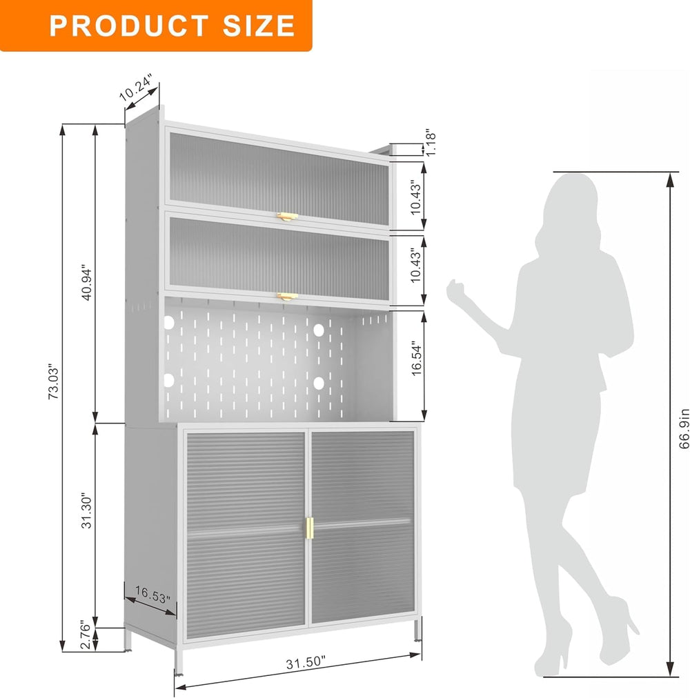 Spaco 73" Tall Kitchen Pantry Cabinet,6 Tiers Food Pantry Cabinet with A...