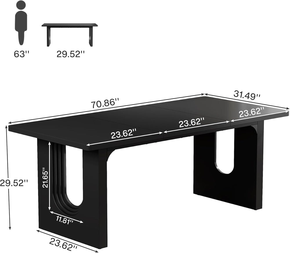 Tribesigns Modern Dining Table for 6 People, 71" Large Kitchen Dining Ta...