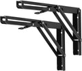 YUMORE Folding Shelf Bracket Heavy Duty, 12 Inch Collapsible Shelf Bracket, Black DIY L Bracket for Workbench Folding Table Hinge, Max Load: 330lbs, 2 Pack