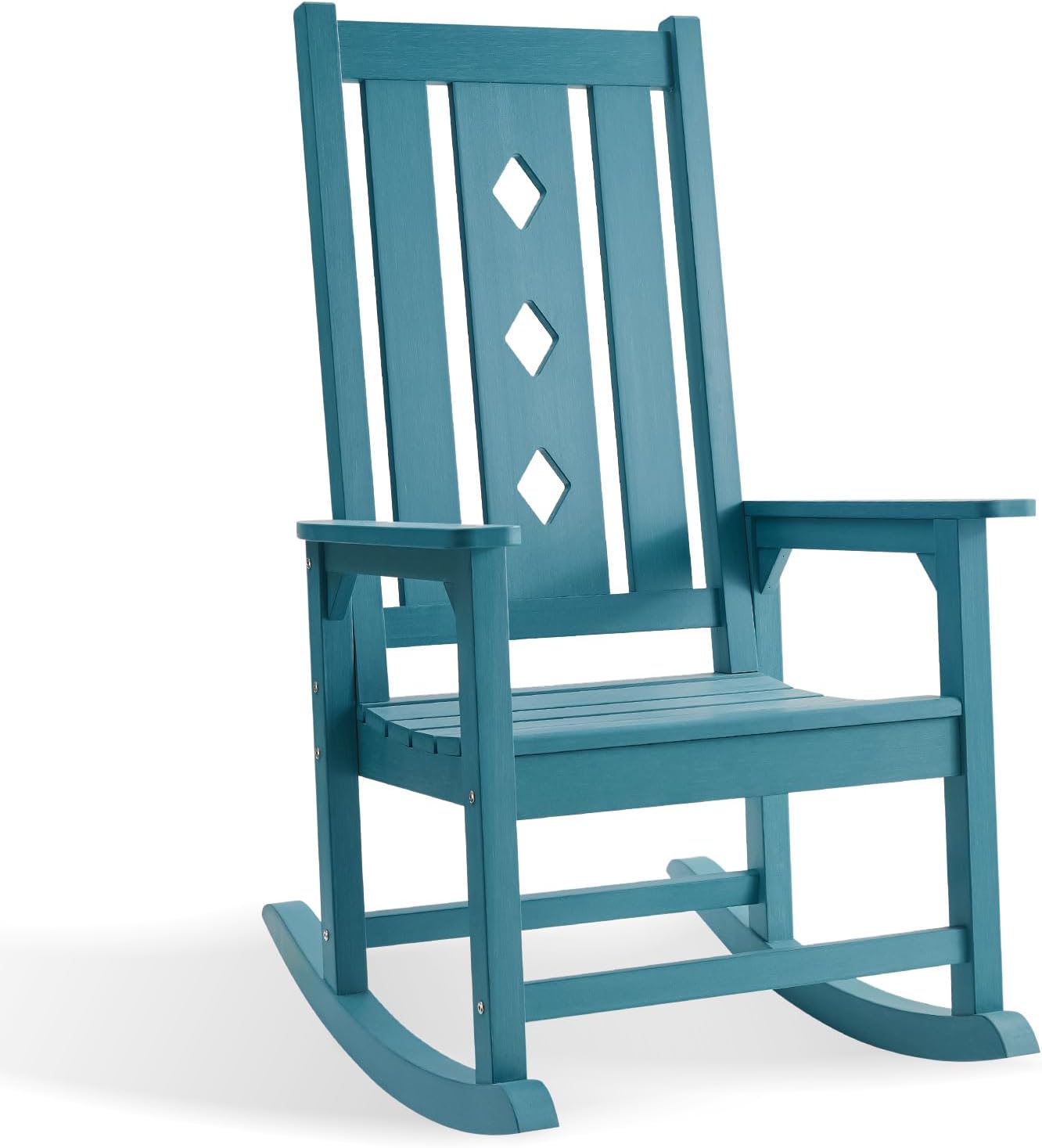 Oversized Outdoor Rocking Chair, Porch Rocker with High Back - Blue | All Weather Resistant rocking chair for Lawn Garden, HDPE Patio Rocker with 350lbs Weight Capacity