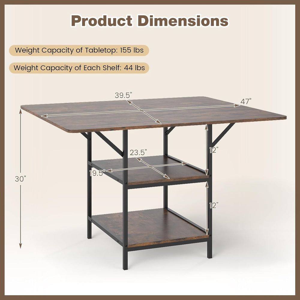 Giantex 47-inches Dining Table for 4-6, Rectangular Kitchen Table with 2 Open...