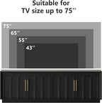 TV Stand for 75 Inch TV, 67" Entertainment Center with Arched Design, Minimalist Media Console with Adjustable Shelves, Modern TV Stand for Living Room Bedroom, Black