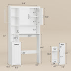 Over The Toilet Storage Cabinet with Pulley, Bathroom Cabinet, Space Saver W/Adjustable Shelf Rack for Bathroom, Restroom, Laundry (White-Type B)