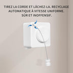JOOM Retractable Clothesline Heavy Duty Clothes Drying Laundry Line Wall Mounted Easy Hanging Clothes Drying Laundry Line Retracting Hanging Lock to Prevent Sagging (Square,White)
