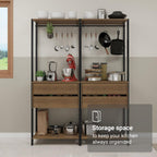 Madesa Kitchen Pantry Storage Rack with 4 Drawers 4 Shelves and 2 Hanging Rods 55" L Modular Multiuse Cabinet for Kitchen Organization - Black/Brown
