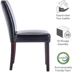 Watson & Whitely Upholstered Kitchen & Dining Room Chairs with Low Back, Faux Leather Armless Dining Chairs with Solid Wood Legs, Set of 2, Black