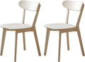 Oak Dining Chairs, Kitchen Chairs, 100% Solid Wood Modern Dinner Chair with Curved Backrest, Dining Room Chair for Kitchen, Living Room, Study(2PK, Cream White)