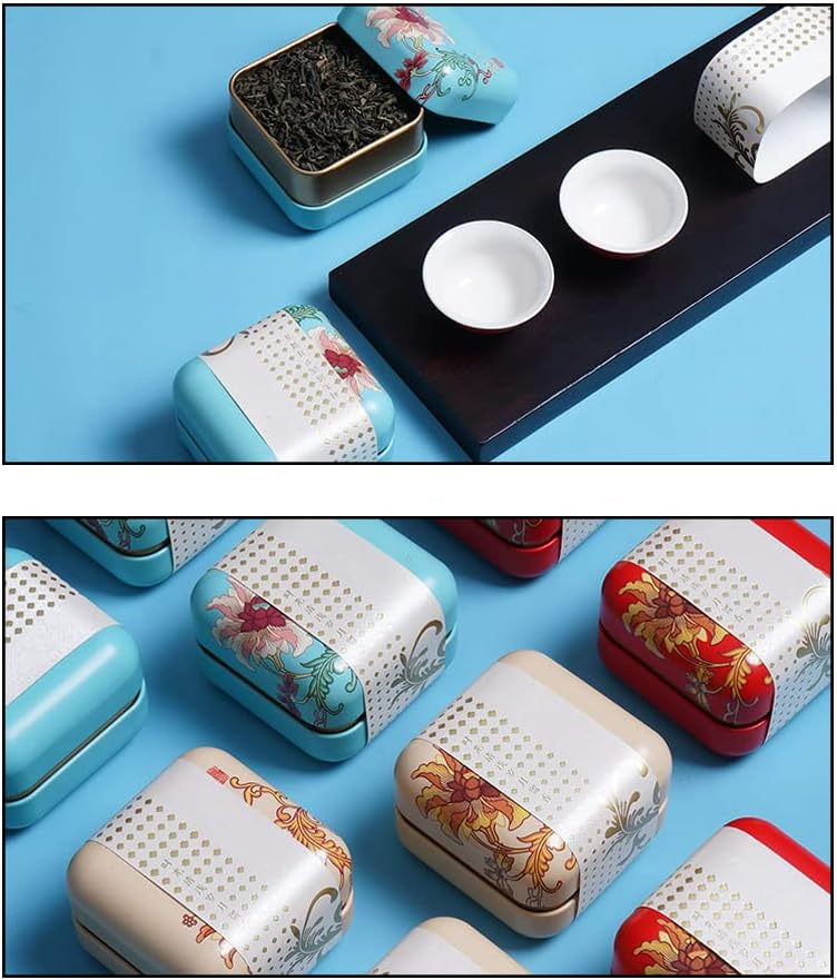 3 Pcs Tea Tin Canister Mini Tea Storage Box Rustproof Square Coffee Tea Sealed Box for Store Crafts Snacks Candy and Tea