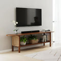 Tiita TV Stand with Storage for TVs up to 65'', Bamboo TV Console Entertainment Center with 2 Open Shelf, Mid Century Modern Media Console for Living Room, Bedroom, Walnut