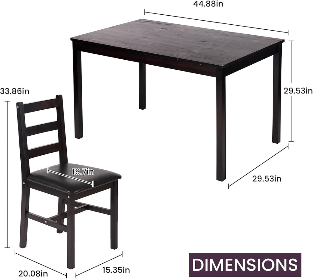 Dkelincs 5 Piece Dining Table Set Kitchen Table and Chairs for 4 Modern Woode...